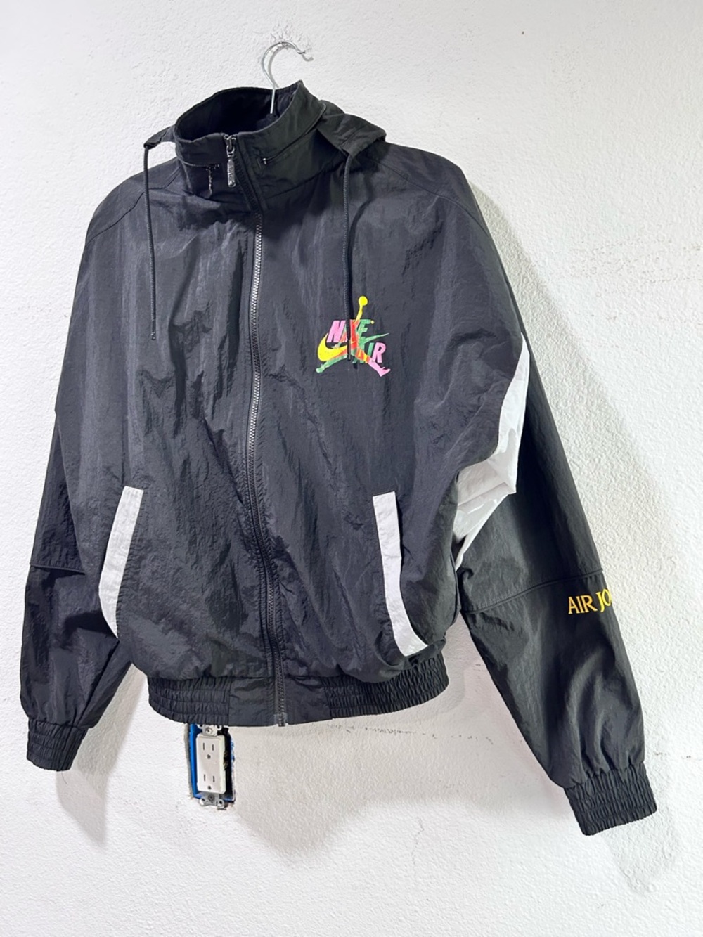 Nike Black Windbreaker Jacket with Neon Yellow, Green & Pink Graphic - Picture 7 of 16
